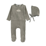 Lilette Light Blue Velour Patch Footie Set