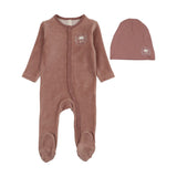 Lilette Mauve Velour Snap Down Footie Set