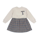 Teela Pearled Ivory Checkered Dress