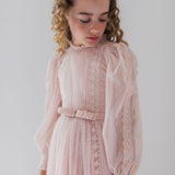 Petite Amalie Rose Pink Pindot Mesh Gown