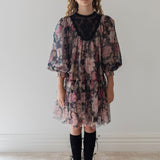 Petite Amalie Romantic Floral Print Yoke Tulle Dress