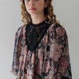 Petite Amalie Romantic Floral Print Yoke Tulle Dress
