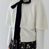 Petite Amalie Cream/Black Shawl Cardigan