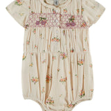 Emile Et Ida Cream Floral Smocked Althea Romper