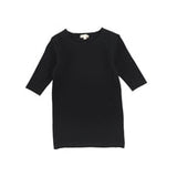Lil Legs Black Three Quarter Sleeve Ribbed Tee