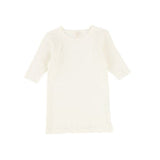 Lil Legs Ivory Three Quarter Sleeve Ribbed Tee