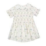L White Geranium Smocked Short Sleeve Dress