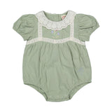 L Sage Rose Embroidered Romper