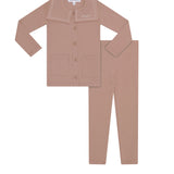 Parni Pink Embroidered Collar Cardigan Set