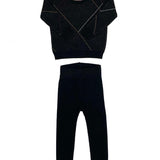 Klai Black Diagonal Stripe Sweater Set