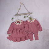 Pompomme Pink Embroidered Crochet Collar Set