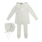 Carmina Ivory Linen Collar Knit Three Piece Set