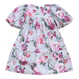 Christina Rohde Light Grey Floral Puff Sleeve Dress