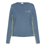 Luna Mae Pale Blue Ribbed Knit Jean Top