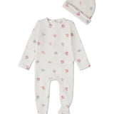 Minimoi Winter White Little Arrangements Footie & Hat Set