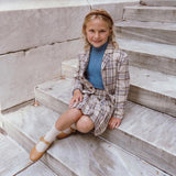 Coco Blanc Blue Plaid Pleated Skirt