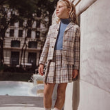 Coco Blanc Blue Plaid Pleated Skirt