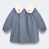 Birinit Petit Indigo Gingham Embroidered Dress