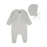 Bee & Dee Dusty Blue Intricate Footie Set