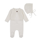 Bee & Dee Chalk White Intricate Footie Set
