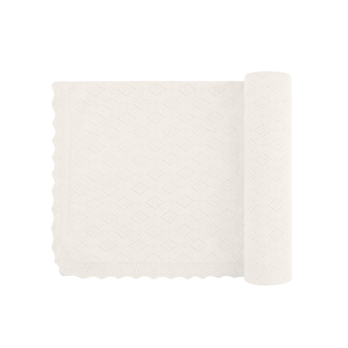 Ely's & Co Ivory Pointelle Knit Blanket