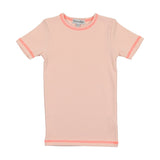 Kin Kin Pink & Hot Pink Thread Ribbed 3/4 Sleeve T-Shirt