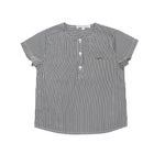 Parni Black and White Stripe Collarless Shirt