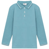 Kix Aqua Printed Ribbon Long Sleeve Polo