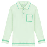 Kix Mint Airbrush Print Long Sleeve Polo