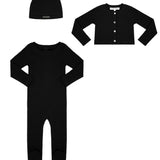 Little Parni Black Rhinestone Footie Set