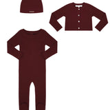 Little Parni Burgundy Rhinestone Footie Set