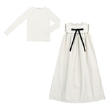 Little Parni Ivory Taffeta Maxi Bow Jumper
