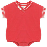 Kix Raspberry Embroidered Detail Pique Romper