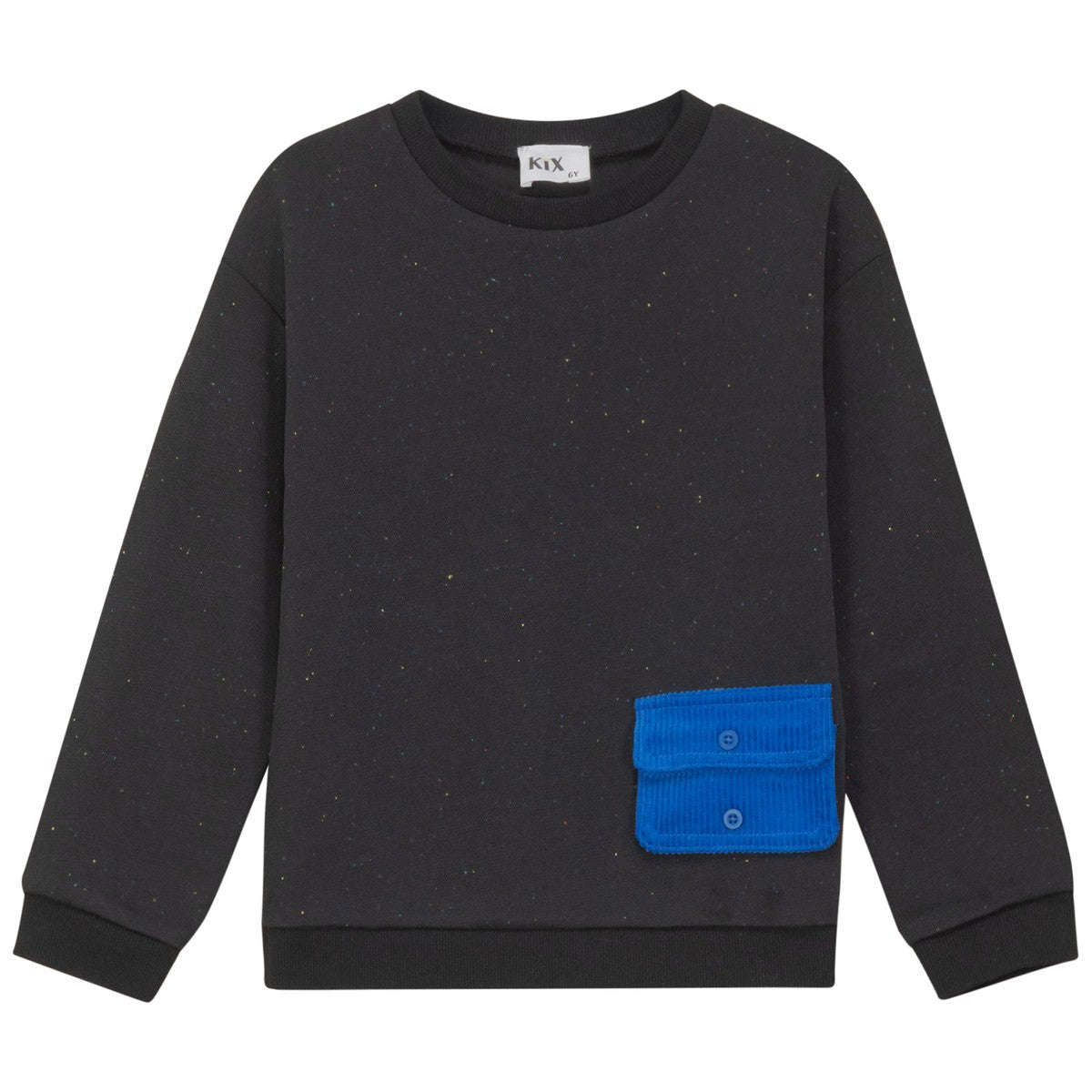 Kix Black Corduroy Pocket Flap Speckled Sweatshirt