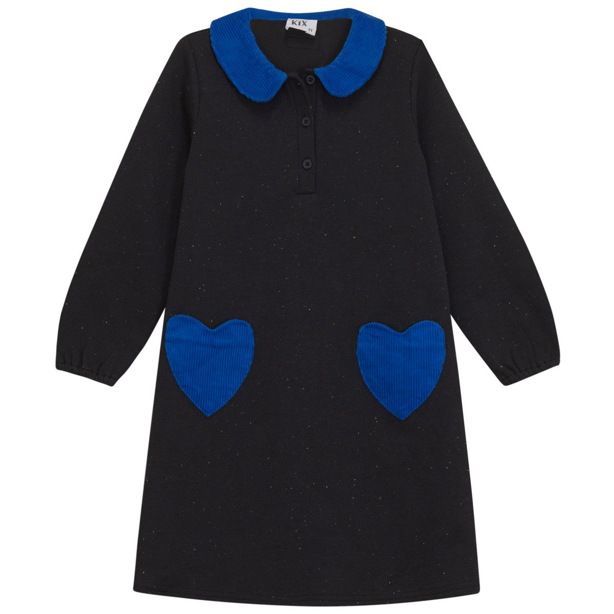 Kix Black Corduroy Collar Speckled Dress