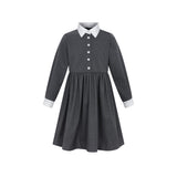Parni Grey White Collared Dress