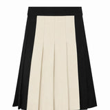 Parni Black Two-tone Pleated Skirt