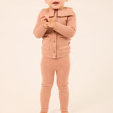 Parni Pink Embroidered Collar Cardigan Set