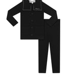 Parni Black Embroidered Collar Cardigan Set