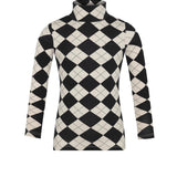 Parni Black Casual Argyle Turtleneck