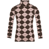Parni Brown Casual Argyle Turtleneck