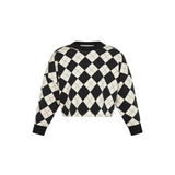 Parni Black Casual Cropped Argyle Sweatshirt