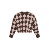 Parni Brown Casual Cropped Argyle Sweatshirt