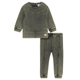 Kix Lime Washed Raw Edge Sweatshirt Set