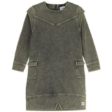 Kix Lime Washed Raw Edged Sweatdress
