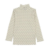 Kin and Kin Plum Tulip Print Scalloped Edge Mockneck