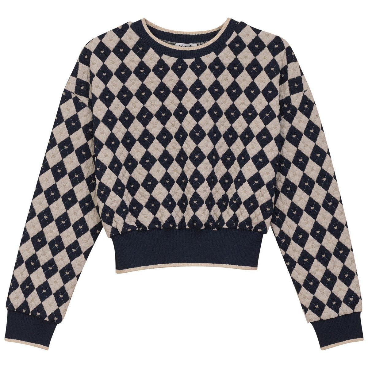 Kix Navy Argyle Quilted Top