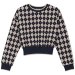 Kix Navy Argyle Quilted Top
