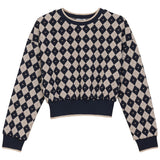 Kix Navy Argyle Quilted Top