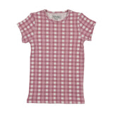 Kin Kin Mauve Gingham Printed Short Sleeve T-Shirt